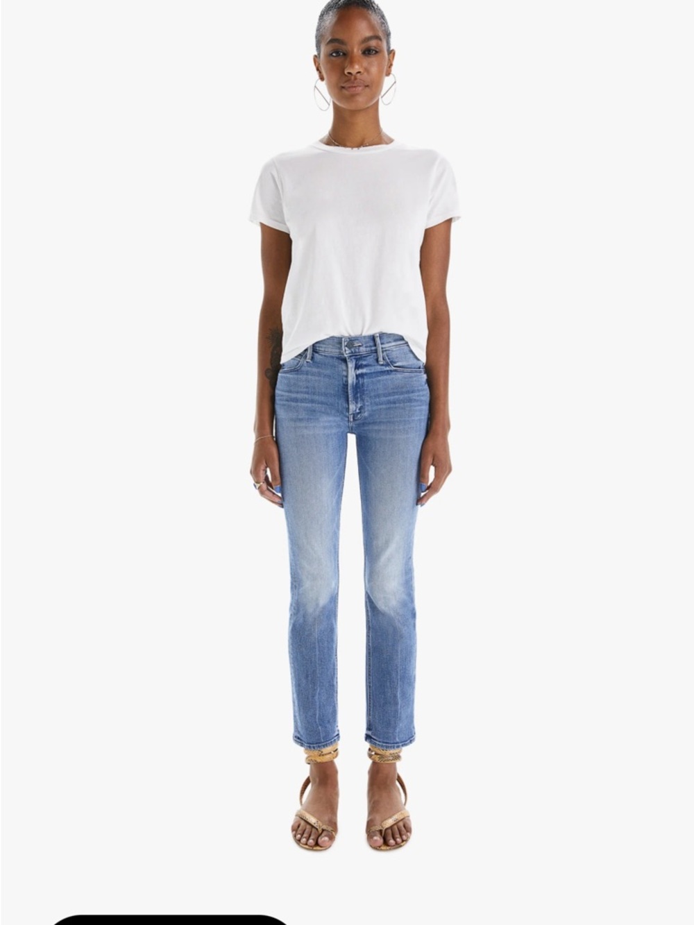 MOTHER Light Blue Cropped Ankle Jeans
